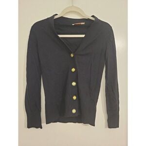 Tory Burch Women's Black Cardigan with Logo Buttons